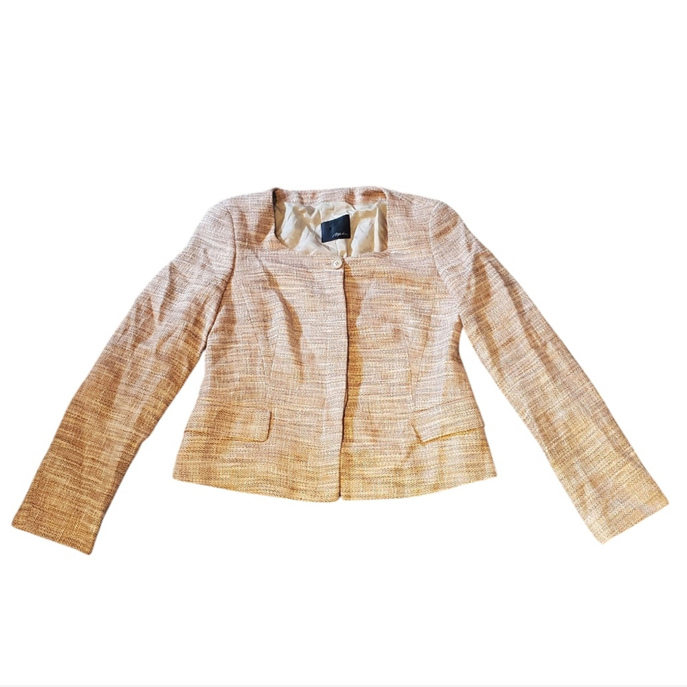 Maska Blazer Tweed Boucle Preppy Old Money Quiet Luxury Office Light Pink Sz 12